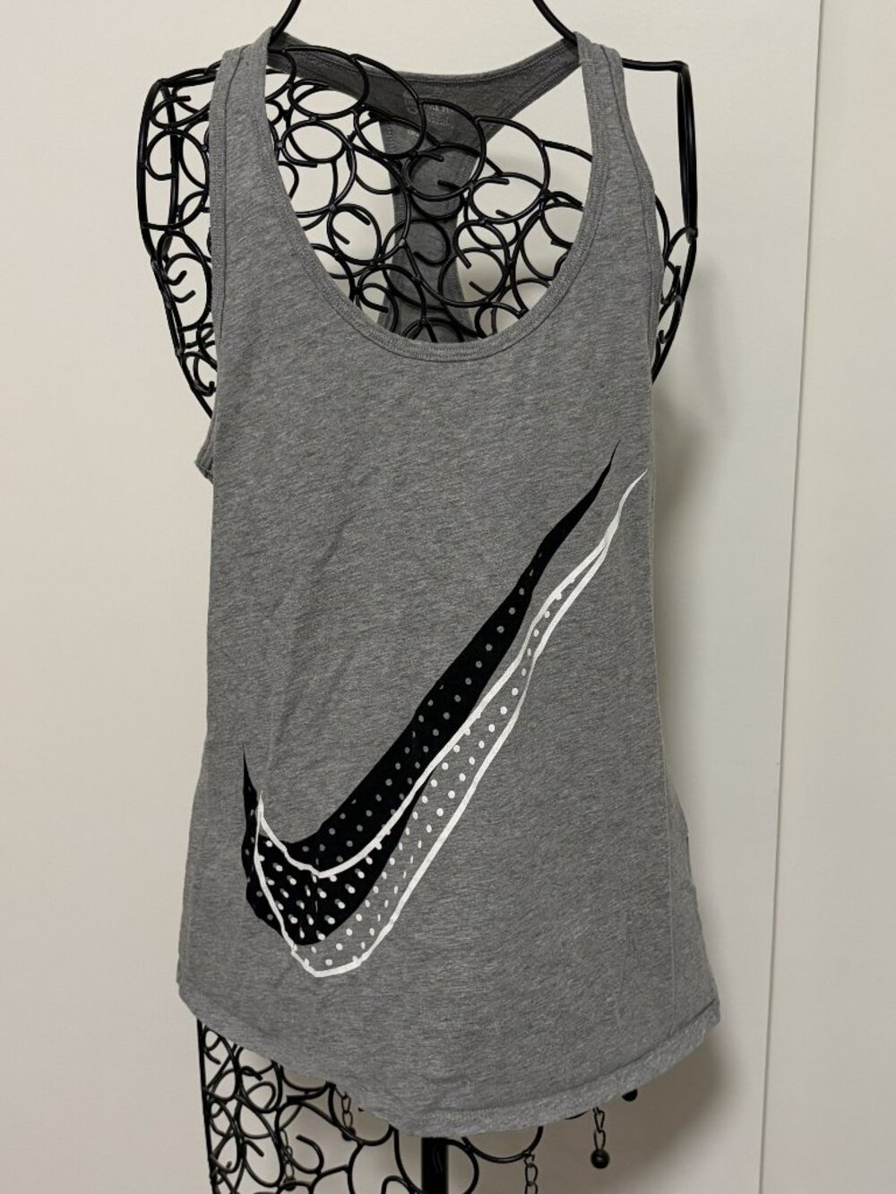 Nike Tank Top Women’s M Gray Racerback Athletic Swoosh Logo Sleeveless